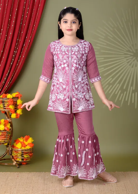 Girls Elegant Embroidered Kurti Set