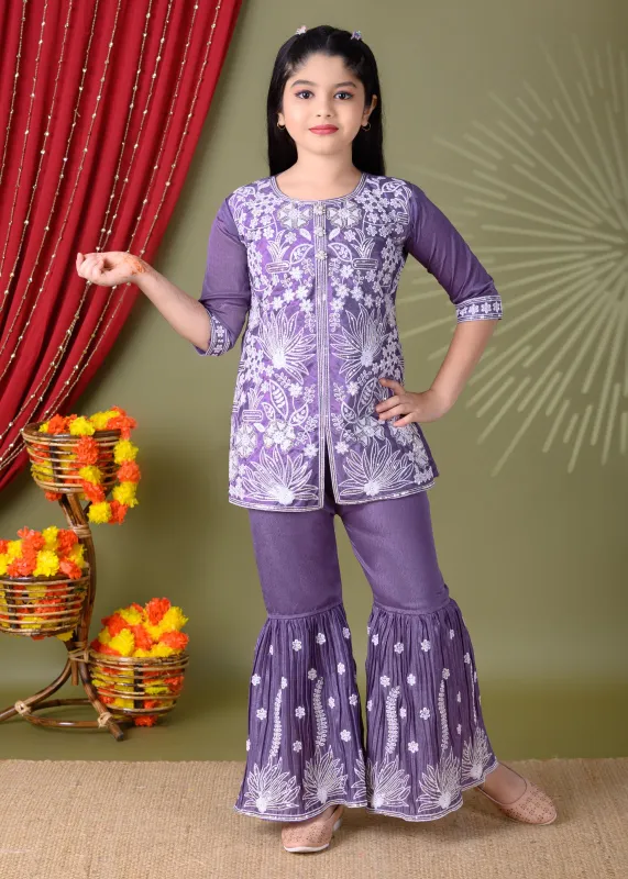 Girls Elegant Embroidered Kurti Set