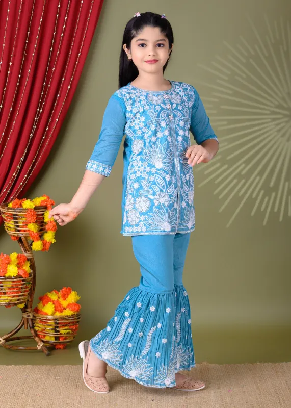 Girls Elegant Embroidered Kurti Set
