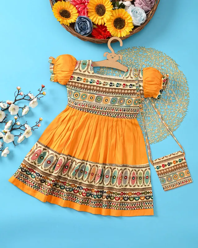 Girls Traditional Printed Frock Dress