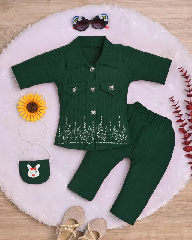 Baby Girls Embellished Shirt Top & Pant Set