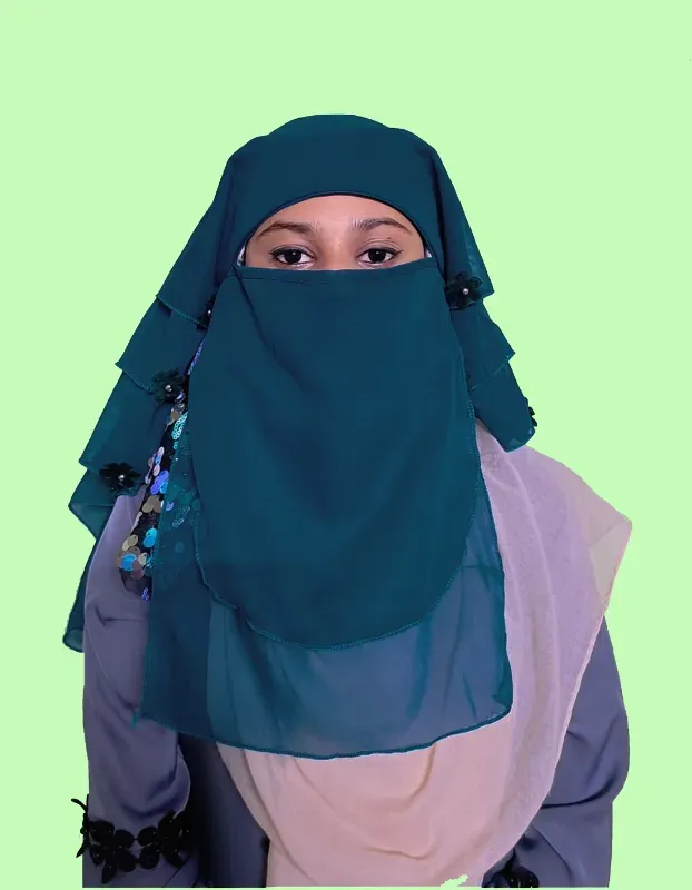 Women Fashionable Five Layer Arabian Hijab Naqab Abaya Nose Piece