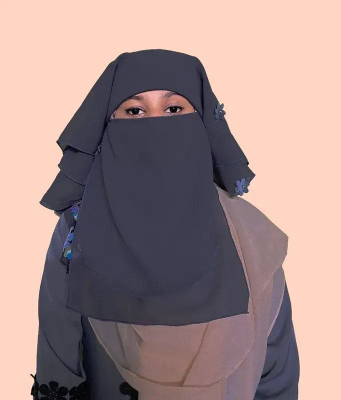 Women Fashionable Five Layer Arabian Hijab Naqab Abaya Nose Piece