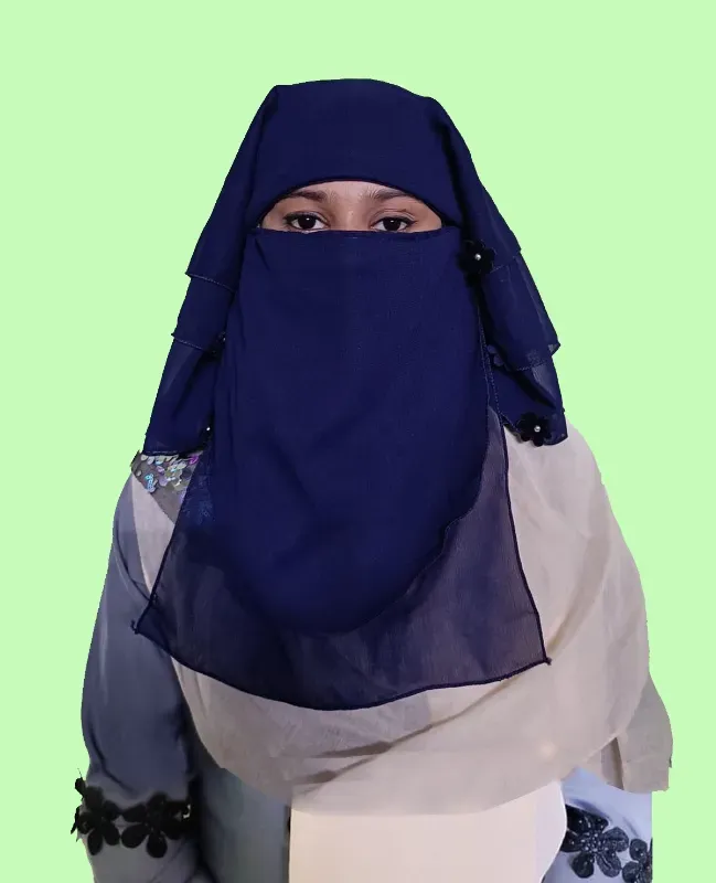 Women Fashionable Five Layer Arabian Hijab Naqab Abaya Nose Piece