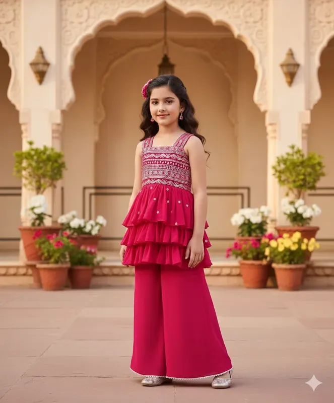 Royal Ruffle Palazzo Festive Set
