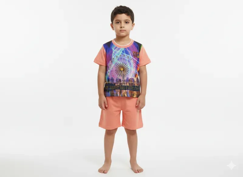 Kids Summer City Graphic T-Shirt & Shorts Set