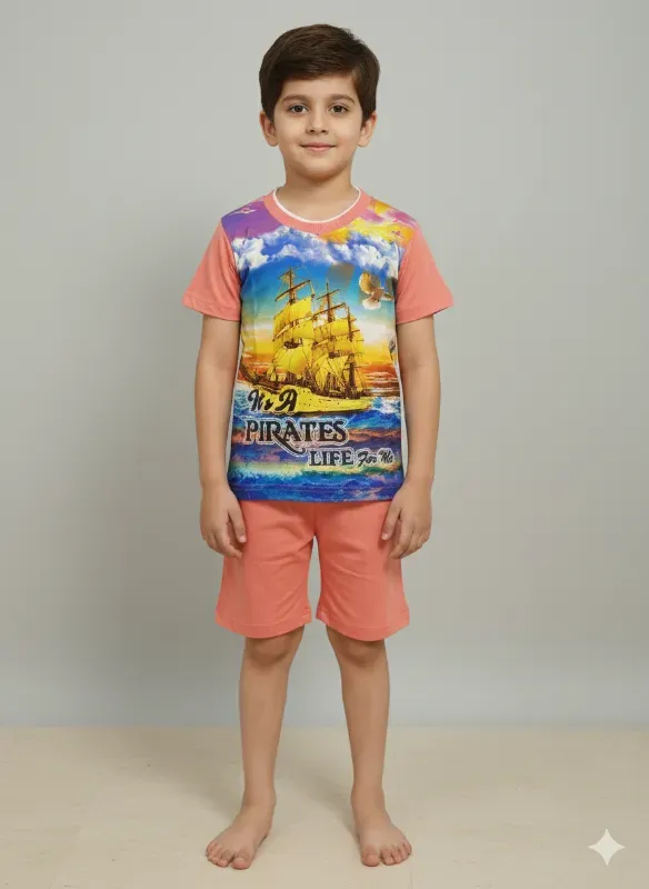 Kids Pirate Adventure Graphic T-Shirt & Shorts Set