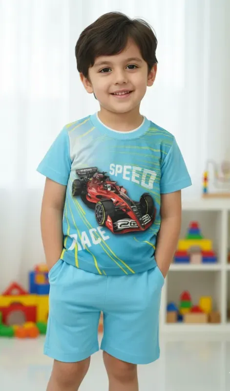 Kids Speed Racer Graphic T-Shirt & Shorts Set