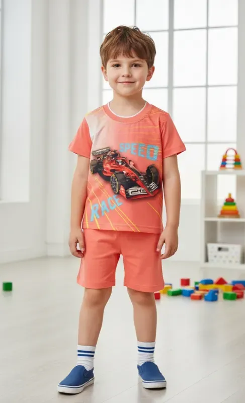 Kids Speed Racer Graphic T-Shirt & Shorts Set