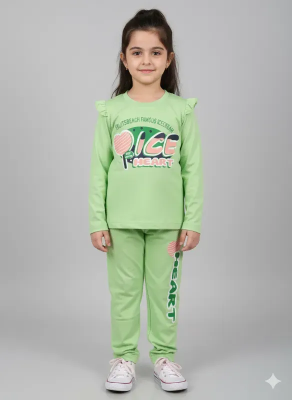 Girls Nice Heart Top & Pant Set