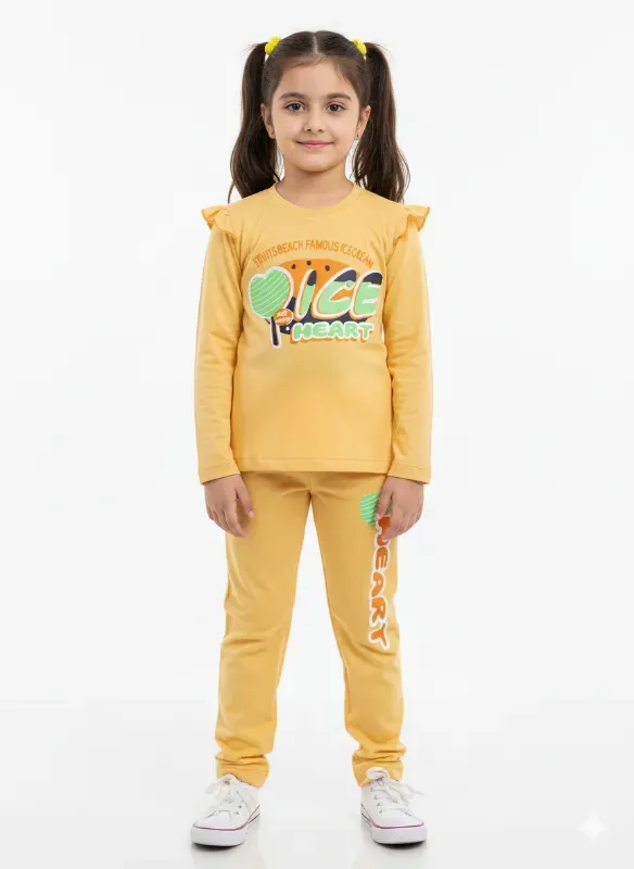 Girls Nice Heart Top & Pant Set