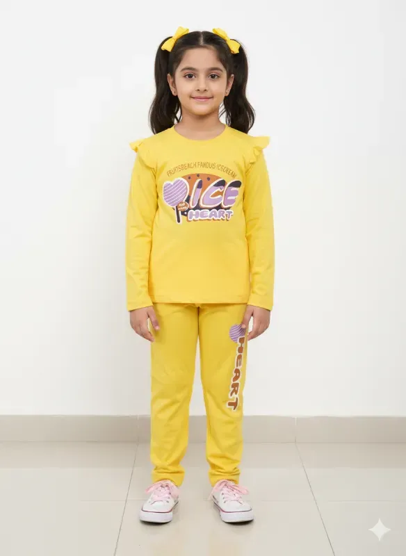 Girls Nice Heart Top & Pant Set