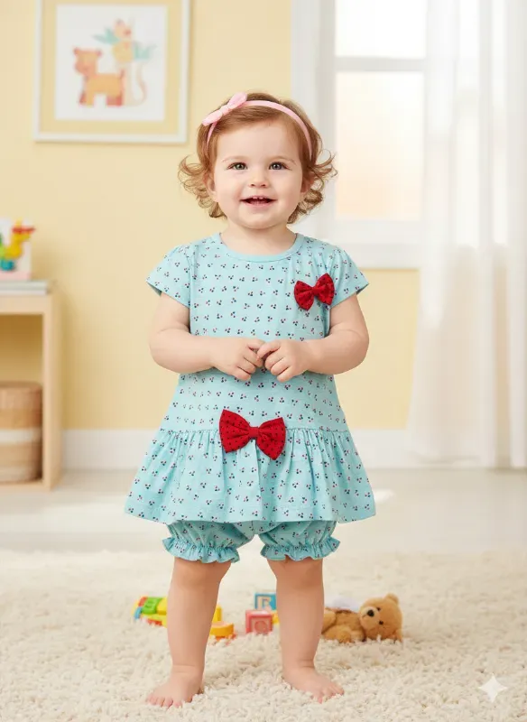 Baby Girl Bow Print Dress Set