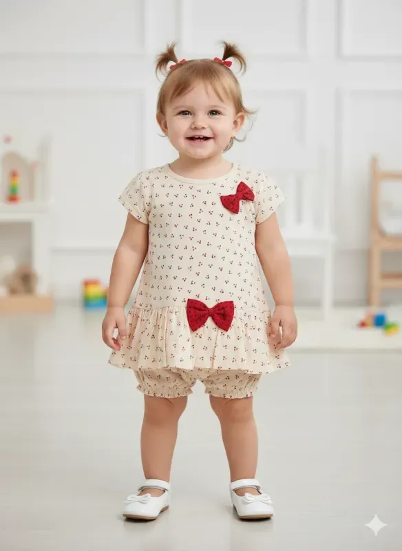 Baby Girl Bow Print Dress Set