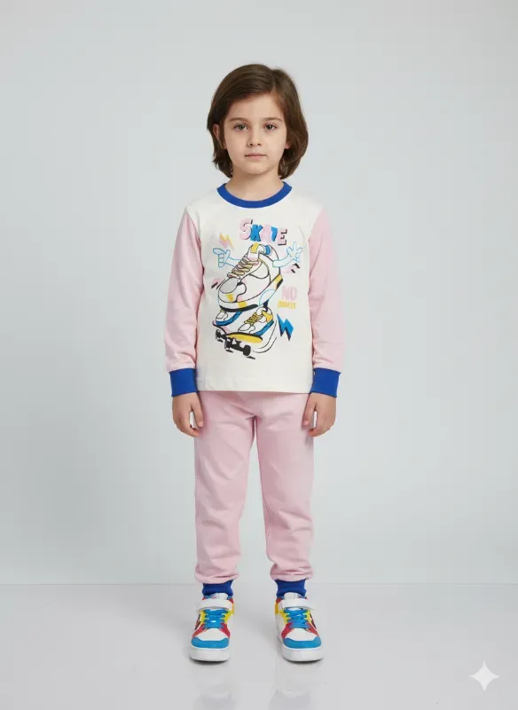 Kids Skate Print T-Shirt and Pant Set