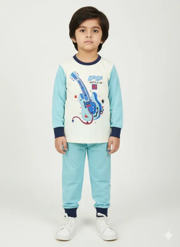 Kids DJ Guitar Print T-Shirt and Pant Set