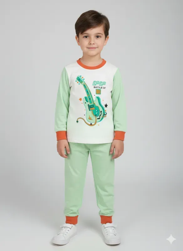 Kids DJ Guitar Print T-Shirt and Pant Set